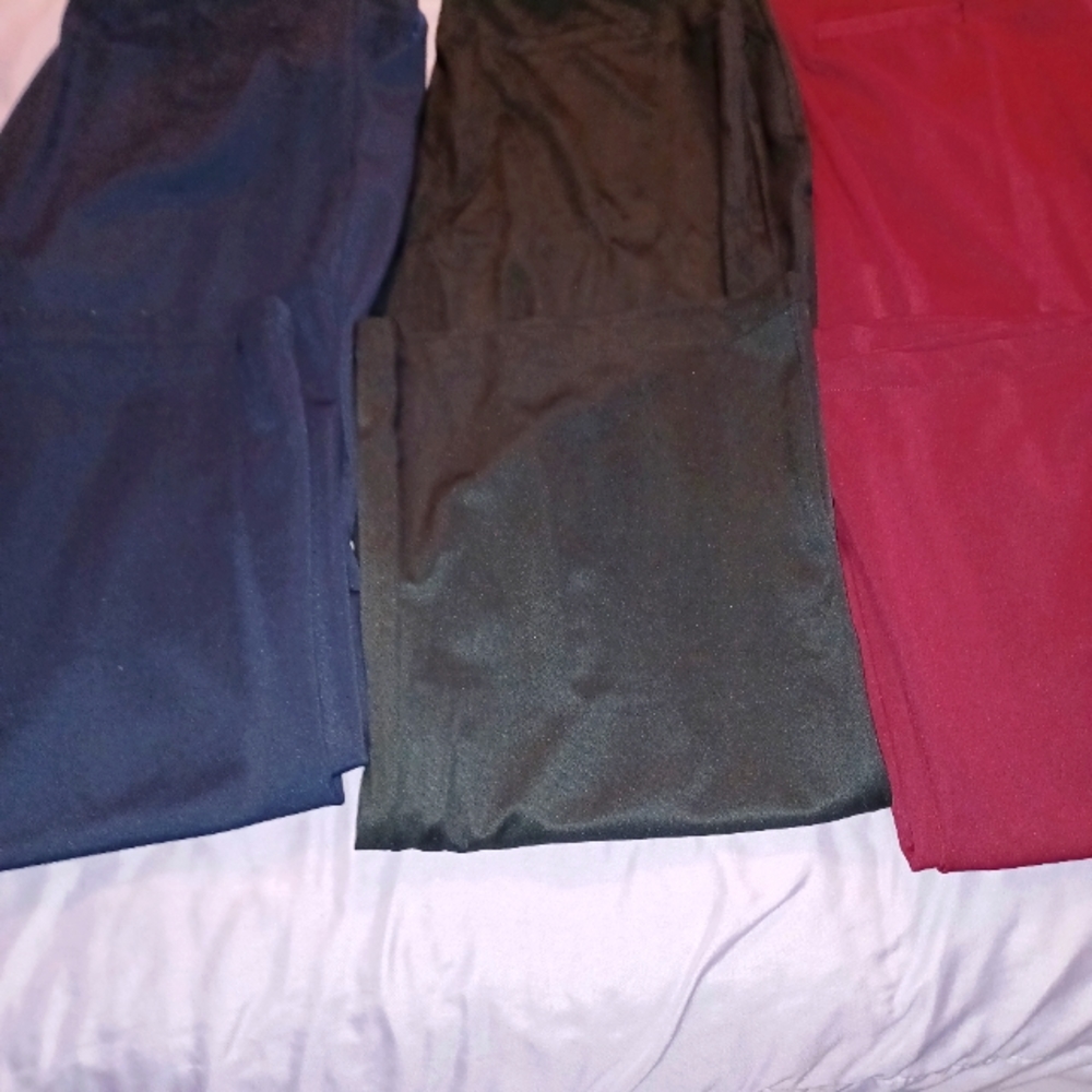 3 pair dress pants with pockets, button and zipper, size 2X, flare bottom
